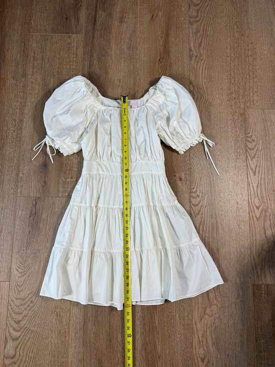 Rachel Parcell White Puff Sleeve Tiered Mini Dress Size Small - Picture 7 of 12